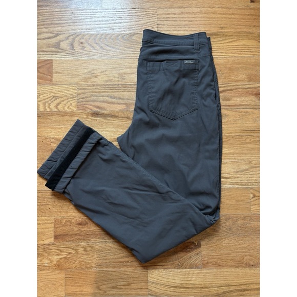 Eddie Bauer Men's Fleece Lined Tech Pants Sz 34x34 Gray Stretch Outdoor Hiking - Picture 1 of 6